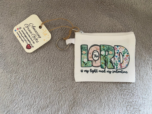 Canvas Keychain Coin Pouch - The Lord Is My Light Psalm 27:1