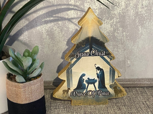 Christmas Tree Standalone Plauque 17.5cm high - Jesus Christ 'Prince of Peace'
