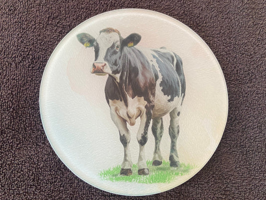 Round Glass Cutting Board - 20cm - Fresion Cow