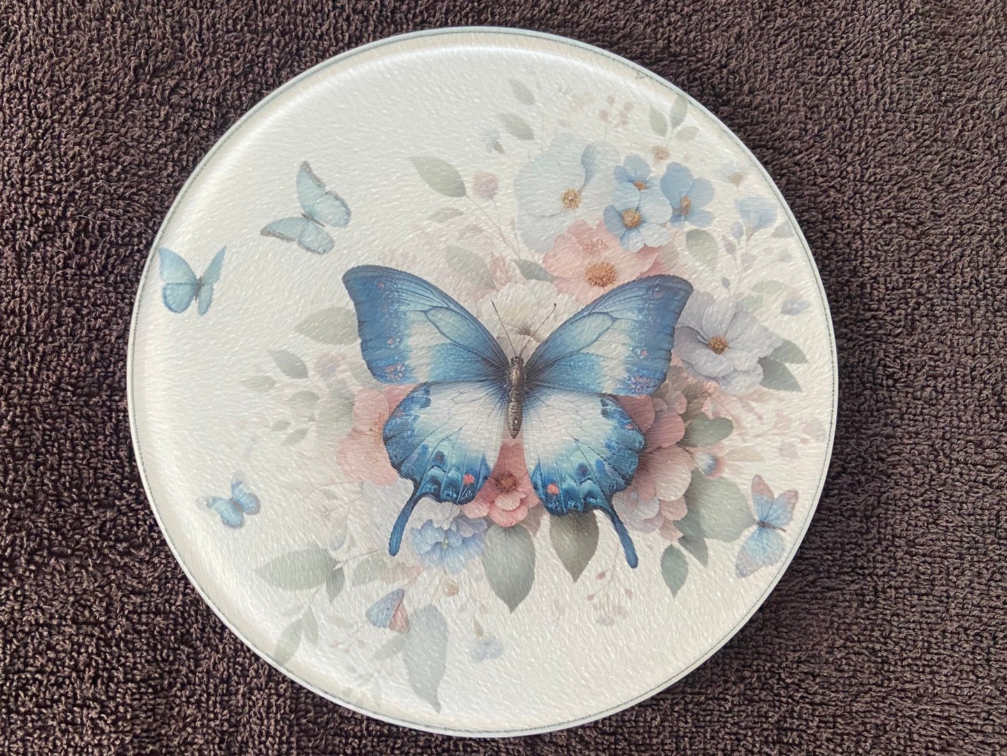 Round Glass Cutting Board - 20cm - Butterfly