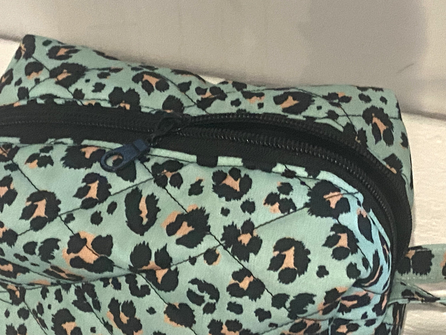 Quilted Boxy Pouch - Medium - Turquoise Leopard Print