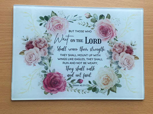 Medium Rectange Chopping Boards - 20x27.5cm Heat Resistant - Those who Wait On The Lord Isaiah 40:31