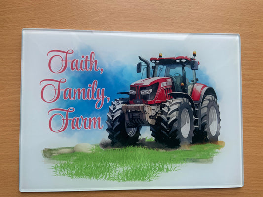 Medium Rectange Chopping Boards - 20x27.5cm Heat Resistant -Faith,Family, Farm