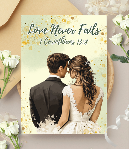Wedding Card - Love Never Fails 1 Corinthians 13:8