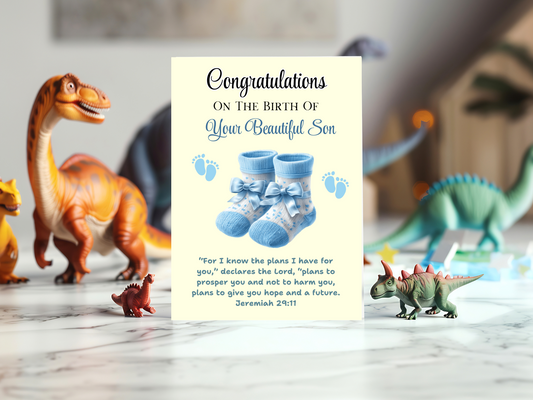 New Baby Son Card - Jeremiah 29:11 - For I know the thoughts that I think toward you, says the Lord....