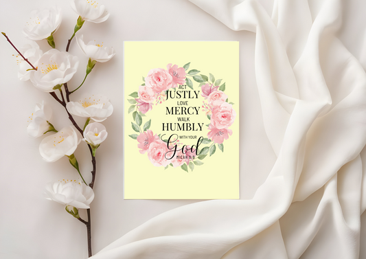 Scripture Card - Micah 6:8 Act Justly, Love Mercy, Walk Humbly