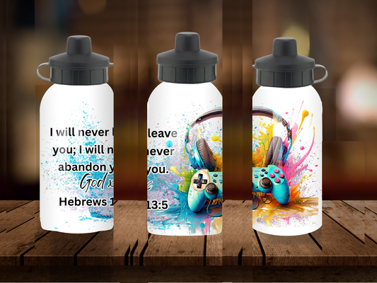 600ml Aluminium Water Bottle - I Will Never Leave You Hebrews 13:5