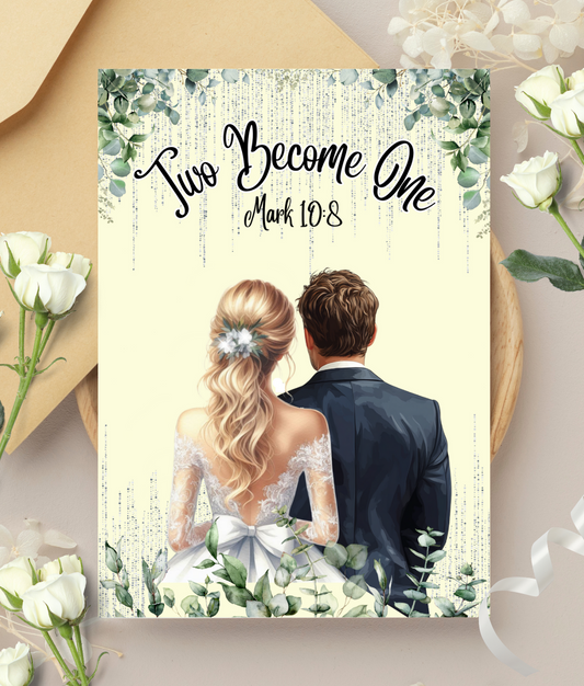 Wedding Card - Two Become One Mark 10:8