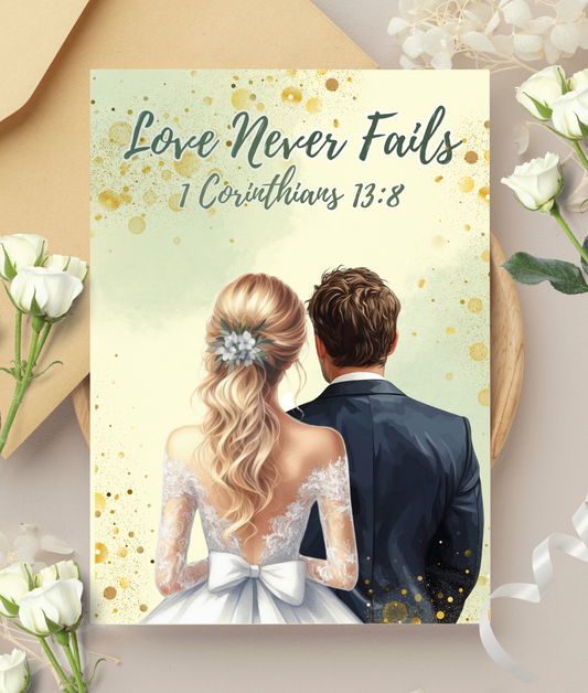 Wedding Card - Love Never Fails 1 Corinthians 13:8